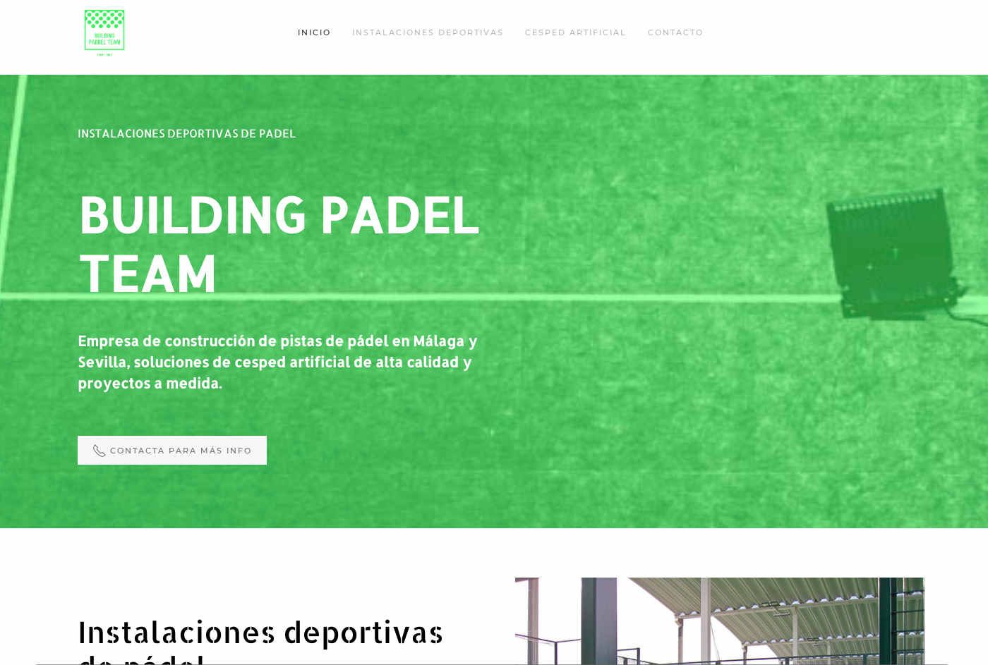 Diseño Web Construcción de Pistas de Padel